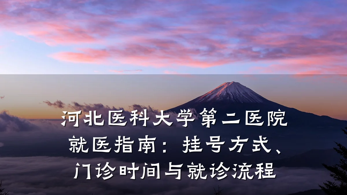 河北医科大学第二医院就医指南:挂号方式、门诊时间与就诊流程