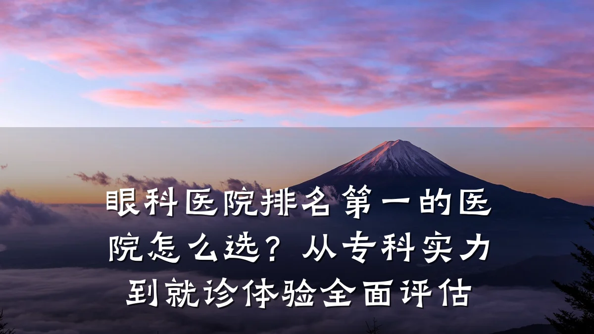 眼科医院排名第一的医院怎么选?从专科实力到就诊体验全面评估