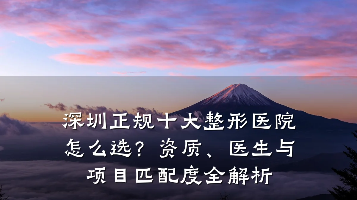 深圳正规十大整形医院怎么选？资质、医生与项目匹配度全解析